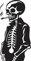 Time Honored Havana Crest Elegant Skeleton Vector Logo for Smoking Gentleman with Vintage Flair Posh Puffer Badge Vector Design for Stylish Smoking Gentleman Icon with Class