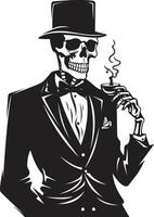 Sophisticated Stogie Badge Smoking Gentleman Skeleton Vector Logo for Elegant Branding Smoky Swagger Insignia Vector Design for Gentleman Skeleton Icon with Style