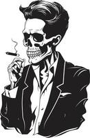 Classic Cohiba Crest Smoking Gentleman Skeleton Vector Logo for Timeless Charm Vintage Vapor Badge Vector Design for Smoking Skeleton Icon with Retro Elegance