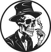 Smoky Swagger Insignia Vector Design for Gentleman Skeleton Icon with Style Classic Cohiba Crest Smoking Gentleman Skeleton Vector Logo for Timeless Charm