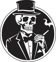 Sophisticated Stogie Badge Smoking Gentleman Skeleton Vector Logo for Elegant Branding Smoky Swagger Insignia Vector Design for Gentleman Skeleton Icon with Style