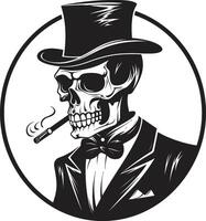 Smoky Swagger Insignia Vector Design for Gentleman Skeleton Icon with Style Classic Cohiba Crest Smoking Gentleman Skeleton Vector Logo for Timeless Charm