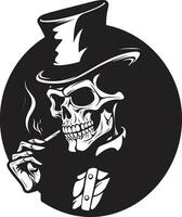 Classic Cigarette Badge Smoking Skeleton Vector Logo for Timeless Panache Retro Respite Insignia Elegant Skeleton Vector Design for Smoking Gentleman Icon