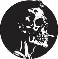 Sophisticated Stogie Badge Smoking Skeleton Vector Logo for Elegant Branding Smoky Swagger Insignia Vector Design for Gentleman Skeleton Icon with Style