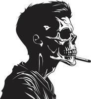 Refined Relic Insignia Vintage Vibes in Smoking Skeleton Design Smoking Specter Crest Elegance in Smoking Gentleman Vector Icon