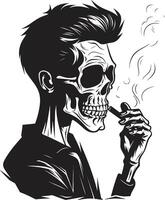 Retro Respite Insignia Elegant Design for Smoking Gentleman Icon Vintage Vogue Crest Stylish Branding in Smoking Skeleton Vector