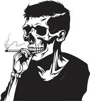 Timeless Tobacconist Insignia Smoking Skeleton Vector Logo for Vintage Charm Elegant Exhalation Crest Vector Design for Sophisticated Smoking Gentleman Icon