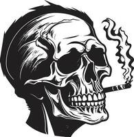 Retro Respite Insignia Elegant Skeleton Vector Design for Smoking Gentleman Icon Vintage Vogue Crest Smoking Skeleton Vector Logo for Stylish Branding