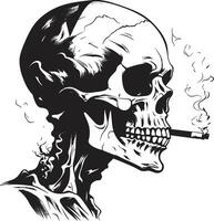 Vintage Vice Insignia Vector Design for Cigar Smoking Skeleton Icon Stylish Smoke Crest Smoking Gentleman Skeleton Vector Logo for Iconic Branding