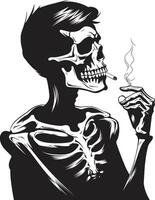 Refined Relic Crest Vector Design for Elegant Smoking Gentleman Icon Cigar Lounge Badge Smoking Skeleton Vector Logo for Vintage Charm