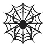 Creepy Crawly Insignia Spooky Spider and Web Vector for Intrigue Sticky Situation Crest Entangled Spider Web Logo with Arachnid