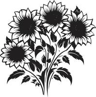 pétalo armonía Insignia vector diseño de girasoles para positivo impacto Brillo Solar floración insignias alegre girasoles icono en vibrante diseño