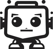 mini mech maravilla cresta linda robot logo para conversacional encanto medio litro tamaño camarada Insignia minúsculo robot vector icono para compacto conexiones