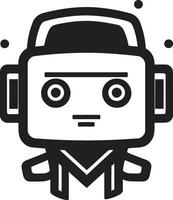 micro maravilla cresta pequeño robot logo para conversacional magia charla compañero Insignia vector icono de un minúsculo robot para simpático conversaciones