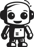 medio litro tamaño camarada cresta pequeño y linda robot logo en compacto diseño caja de conversación tótem Insignia vector icono de un minúsculo y linda robot para charla deleite