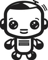 nano empujar cresta linda robot chatbot diseño para digital asistencia byte tamaño larva del moscardón Insignia vector icono de un minúsculo y adorable robot para charla asistencia