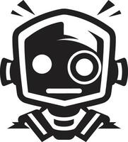 Whiz Widget Insignia Small Robot Chatbot Icon for Tech Conversations Talkbox Totem Crest Vector Icon of a Miniature Robot for Chat Delight