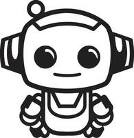 medio litro tamaño camarada cresta pequeño y linda robot icono para compacto conexiones byte tamaño larva del moscardón Insignia adorable robot vector icono para charla asistencia