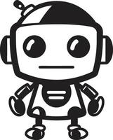 Digi Buddy Badge Cute Robot Logo for Digital Connections Nano Nudge Insignia Adorable Robot Vector Icon for Chat Assistance