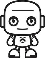 Byte sized Bot Insignia Adorable Robot Chatbot Design for Chat Assistance Whiz Widget Crest Miniature Robot Logo for Tech Conversations vector