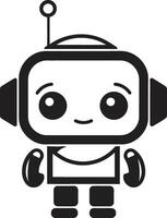 Byte sized Bot Badge Vector Icon of a Compact Robot for Chat Assistance Talkbox Totem Insignia Cute Robot Chatbot Design for Chat Delight