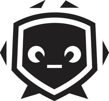 caja de conversación tótem insignias linda robot chatbot diseño para charla deleite zumbido widget cresta adorable robot logo para tecnología conversaciones vector