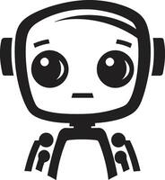 Pint sized Pal Badge Tiny Robot Vector Icon for Compact Connections Byte sized Bot Insignia Adorable Robot Chatbot Design for Chat Assistance