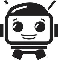 micro maravilla Insignia minúsculo y adorable robot logo para conversacional magia nano empujar insignias vector icono de un linda robot chatbot para digital asistencia