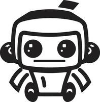 zumbido widget cresta adorable robot logo para tecnología conversaciones micro maravilla Insignia compacto robot vector icono para conversacional magia