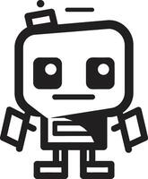 zumbido widget cresta miniatura robot logo para tecnología conversaciones caja de conversación tótem Insignia vector icono de un pequeño robot para charla deleite