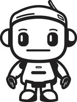 Digi Buddy Badge Tiny Robot Vector Icon for Digital Connections Nano Nudge Insignia Adorable Robot Logo for Chat Assistance