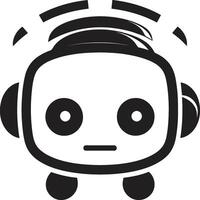 nano empujar Insignia adorable robot chatbot logo para digital asistencia medio litro tamaño camarada cresta compacto robot icono para compacto conexiones vector