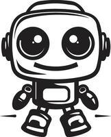 Talkbox Totem Insignia Miniature Robot Chatbot Design for Chat Delight Nano Nudge Crest Cute Robot Logo for Digital Assistance vector