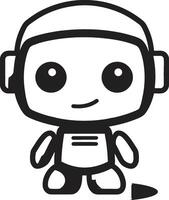 Whiz Widget Badge Adorable Robot Vector Icon for Tech Conversations Talkbox Totem Insignia Miniature Robot Chatbot Design for Chat Delight