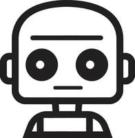 mini mech maravilla insignias minúsculo robot chatbot icono para conversacional encanto bolsillo camarada cresta pequeño y linda robot logo en compacto diseño vector