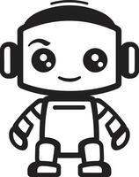 Nano Nudge Insignia Compact Robot Logo for Digital Assistance Digi Buddy Crest Cute Robot Chatbot Design for Digital Connections vector