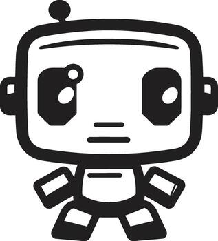 bolsillo camarada insignias adorable robot chatbot diseño en compacto formar zumbido widget cresta miniatura robot vector icono para tecnología conversaciones