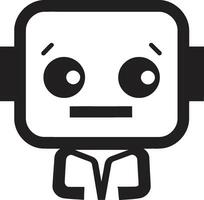 Digi Buddy Badge Cute Robot Logo for Digital Connections Nano Nudge Insignia Adorable Robot Vector Icon for Chat Assistance