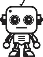 mini mech maravilla insignias linda robot chatbot icono para conversacional encanto medio litro tamaño camarada cresta pequeño y linda robot logo en compacto diseño vector