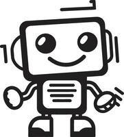 Byte sized Bot Insignia Vector Icon of a Cute Robot for Chat Assistance Micro Marvel Crest Adorable Robot Logo for Conversational Magic