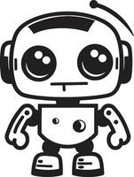 Digi Buddy Insignia Miniature Robot Chatbot Design for Digital Connections Byte sized Bot Crest Small and Cute Robot Logo for Chat Assistance vector