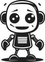 medio litro tamaño camarada cresta pequeño y linda robot logo en compacto diseño caja de conversación tótem Insignia vector icono de un minúsculo y linda robot para charla deleite