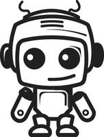 Nano Nudge Badge Vector Icon of a Tiny and Cute Robot for Chat Assistance Digi Buddy Insignia Miniature Robot Chatbot Design for Digital Connections