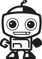 mini mech maravilla insignias compacto robot logo para conversacional encanto zumbido widget cresta pequeño robot chatbot icono para tecnología conversaciones vector