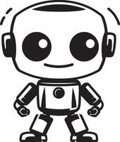 Whiz Widget Crest Adorable Robot Logo for Tech Conversations Talkbox Totem Badge Miniature Robot Vector Icon for Chat Delight