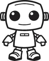 Digi Buddy Badge Tiny Robot Vector Icon for Digital Connections Nano Nudge Insignia Adorable Robot Logo for Chat Assistance