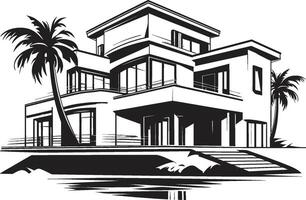 futurista vivienda insignias moderno villa logo para eterno elegancia contemporáneo encanto cresta vector diseño de un moderno villa para elegante apelación