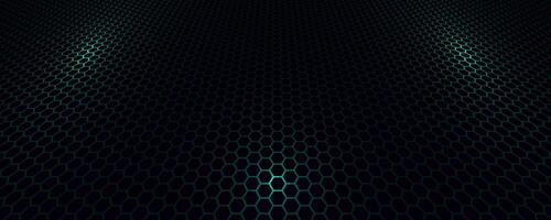 Black hexagon techno background overlap layer on dark space with green light effect decoration. Modern graphic design element future style concept for web banner, flyer, card, cover, or brochure vector