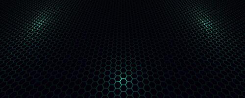 Black hexagon techno background overlap layer on dark space with green light effect decoration. Modern graphic design element future style concept for web banner, flyer, card, cover, or brochure vector