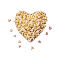 ai generiert Herz geformt Popcorn auf ein transparent Hintergrund isoliert png